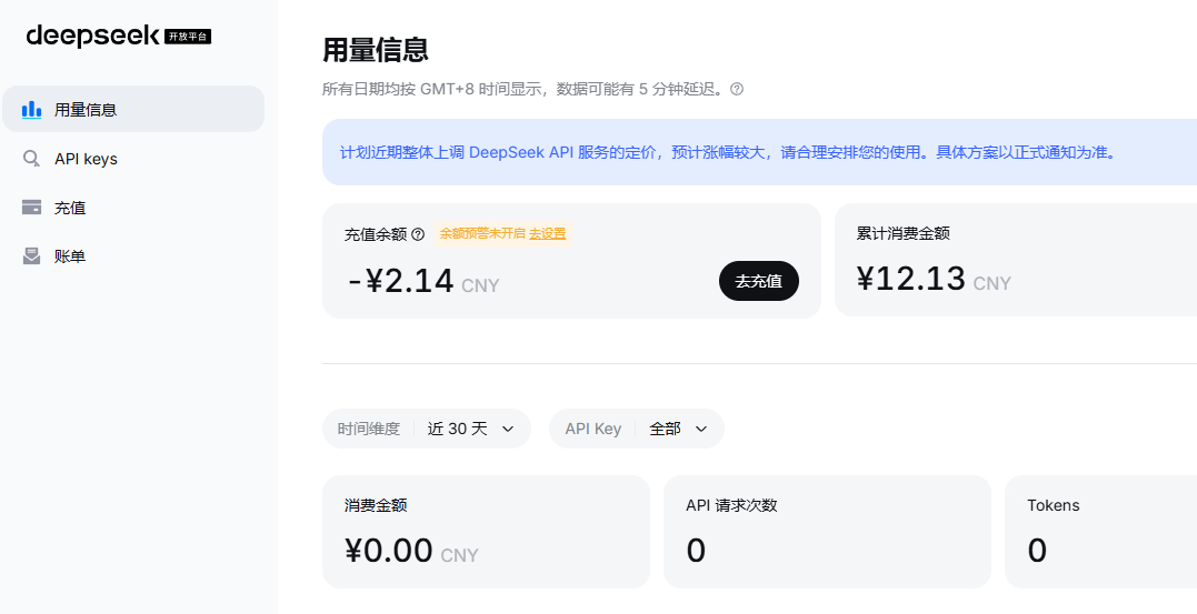 我竟然欠了DeepSeek 两块钱。内心充满了负罪感。deepseek