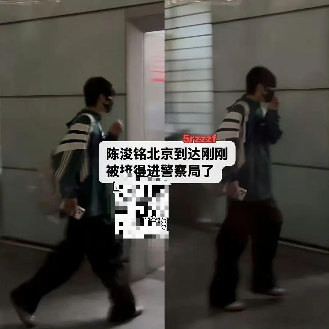 陈浚铭刚下飞机被挤的进警察局了 