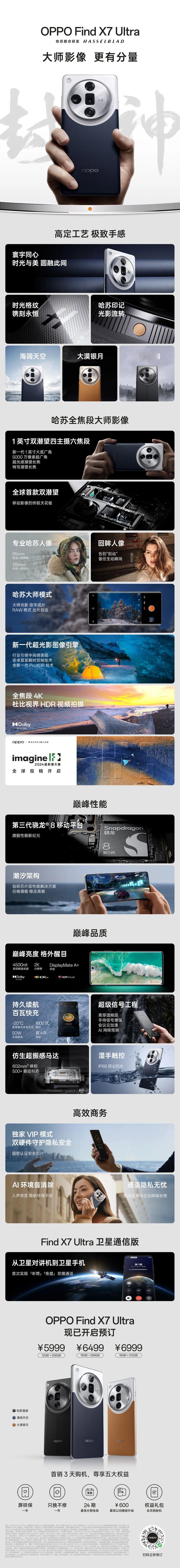一张图读懂刚刚发布的OPPO Find X7 Ultra。