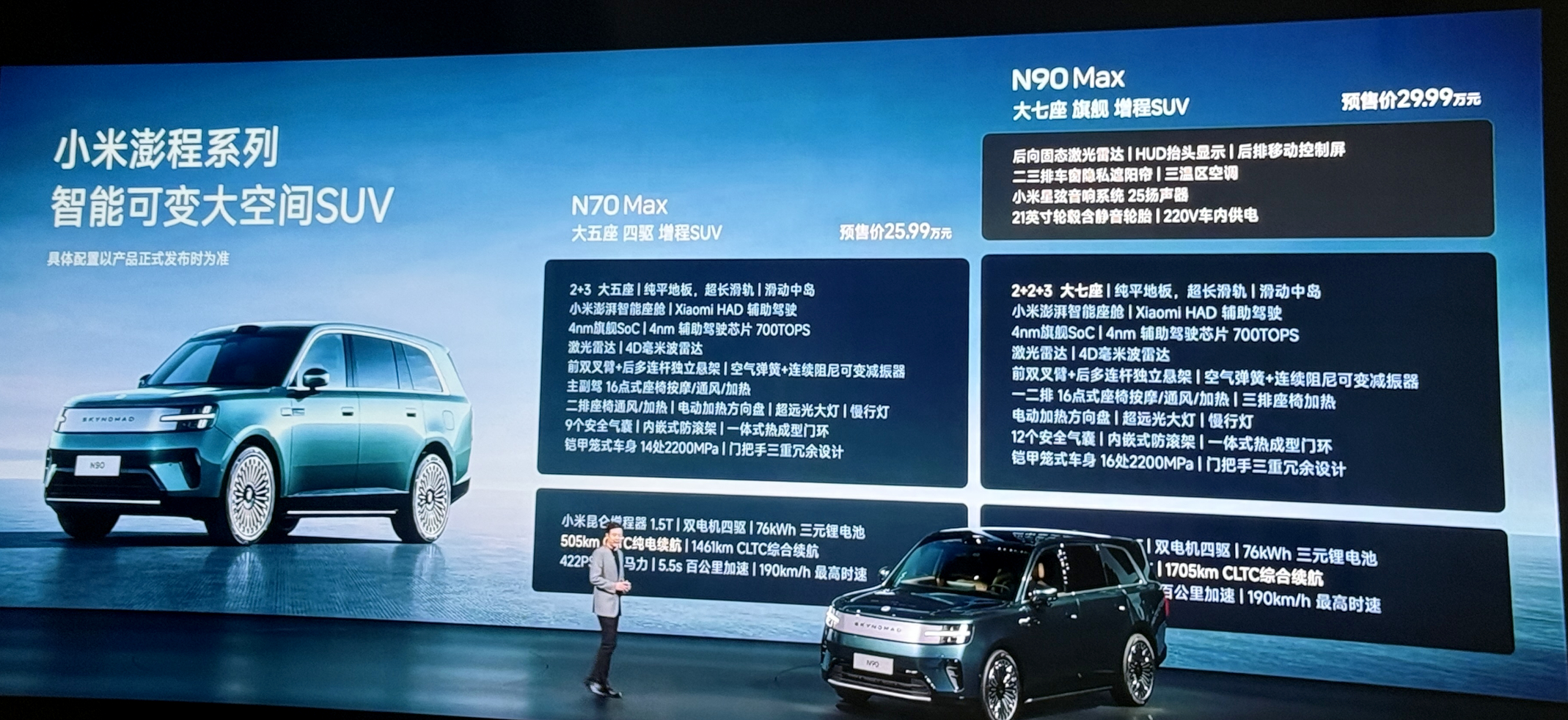 小米澎程N90的预售价格出炉了，Max版本的价格是29.99万元。看了一下配置，
