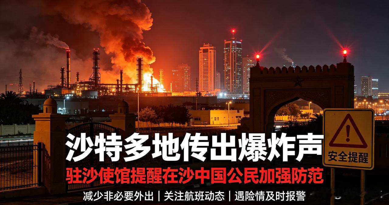 突发！沙特多地深夜爆炸声不断，中使馆紧急升级安全提醒
 
9月18日晚至19日凌