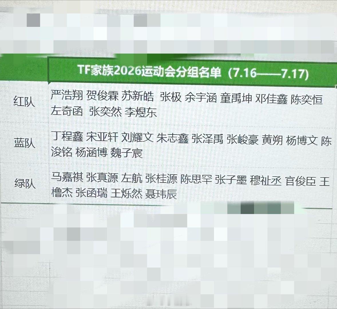 运动会分组 真瓜主爆料tf家族2026运动会‖