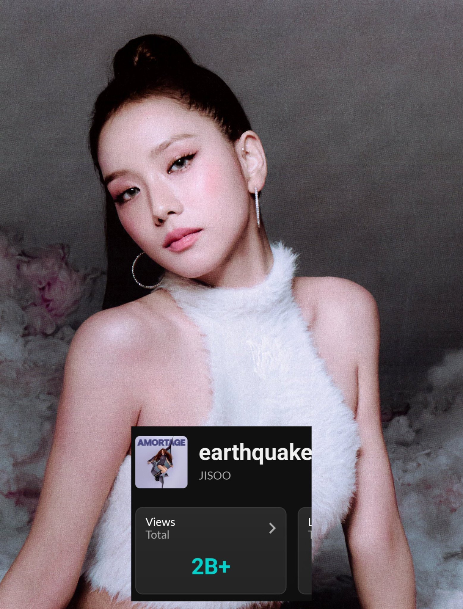 JISOO的《Earthquake》在T i k T o k平台总播放量已突破2