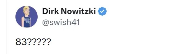 震惊名宿！独行侠名宿诺维茨基发推：83分？阿德巴约打破科比单场81分纪录阿德巴约