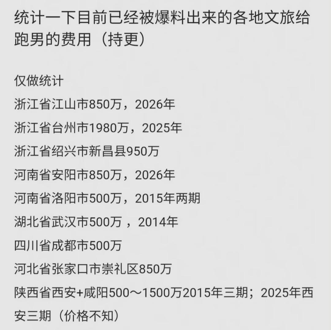 不太对劲，我的认知里，应该是投资商出钱做综艺，地方愿意的话免费提供场地，不愿意应