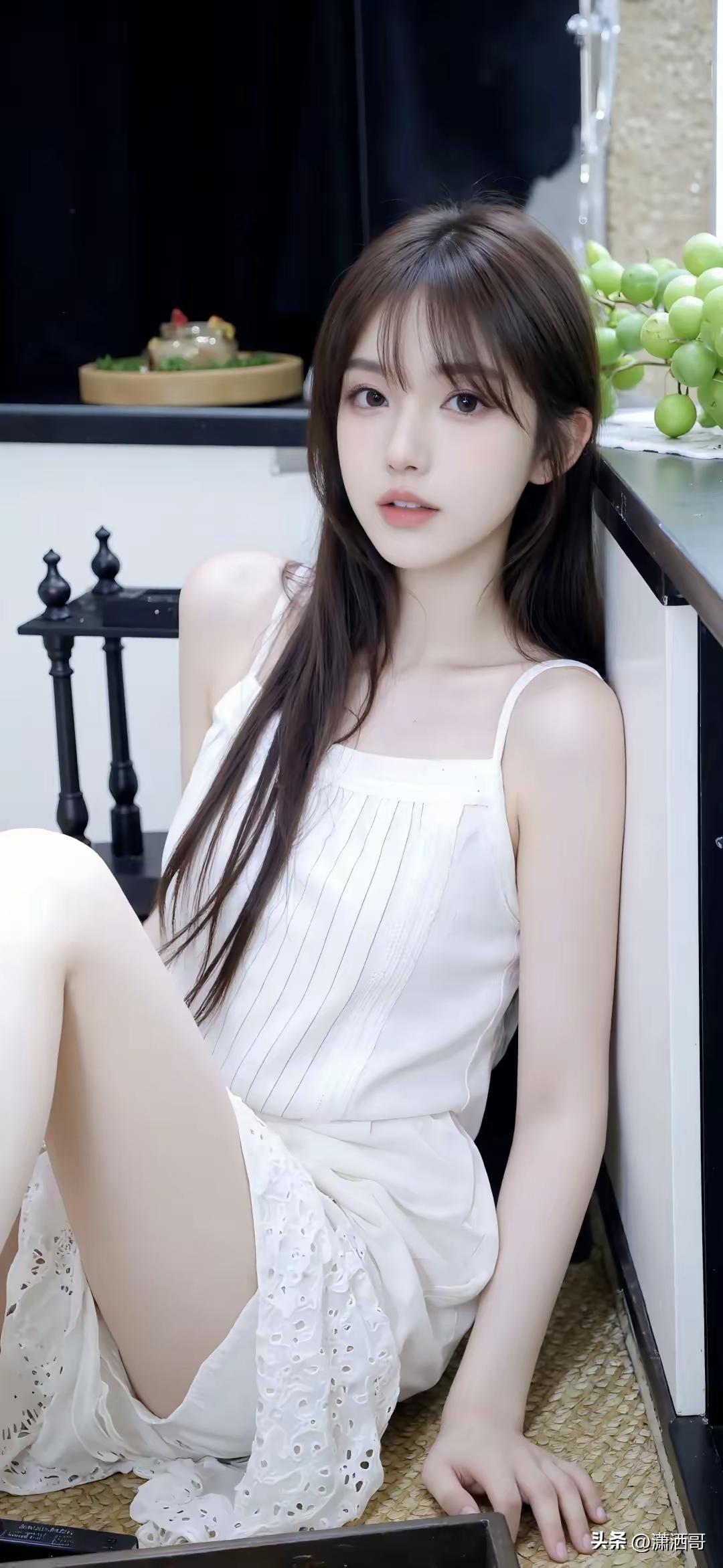 白衣少女倚栏坐，绿珠相伴意自闲。