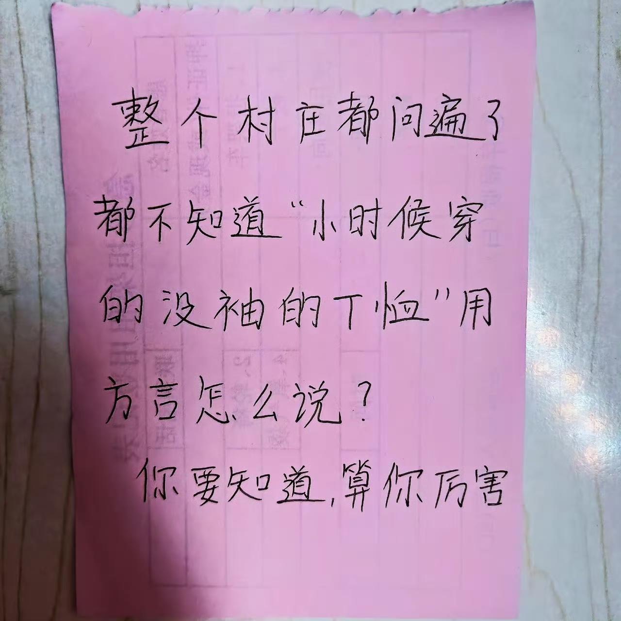 没袖的T恤用方言怎么说？
