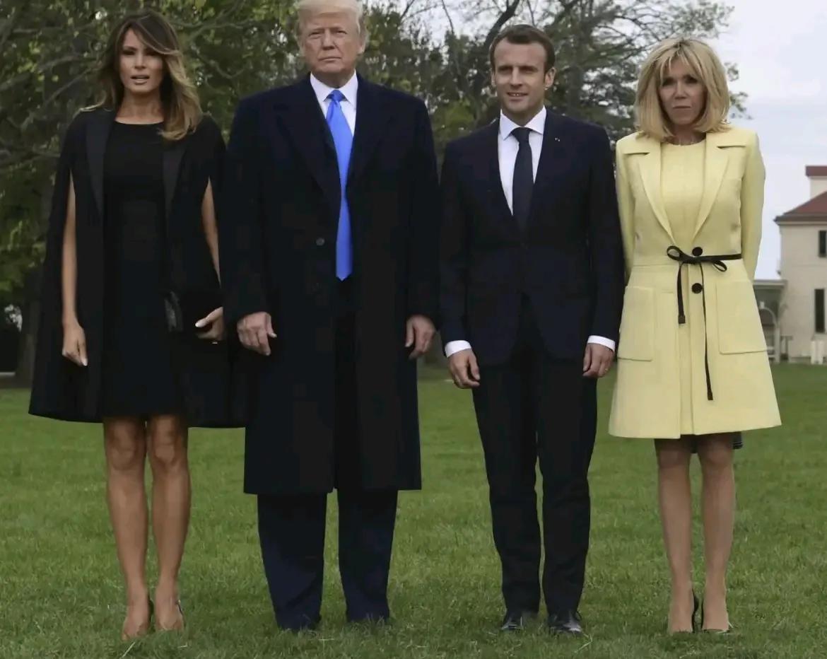 美国总统这对是老夫少妻，法国总统这对是老妻少夫。夫妻年龄相差太大，外表怎么看都是