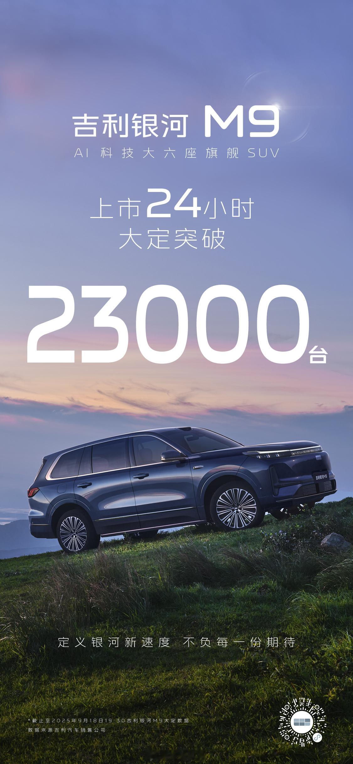 国民旗舰，刷新银河速度！吉利银河M9 上市24小时大定突破23000台！AI科技