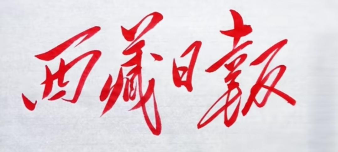这四个字写得真有气势！红色的字体就是漂亮，读出来听一下。红色喜庆书法