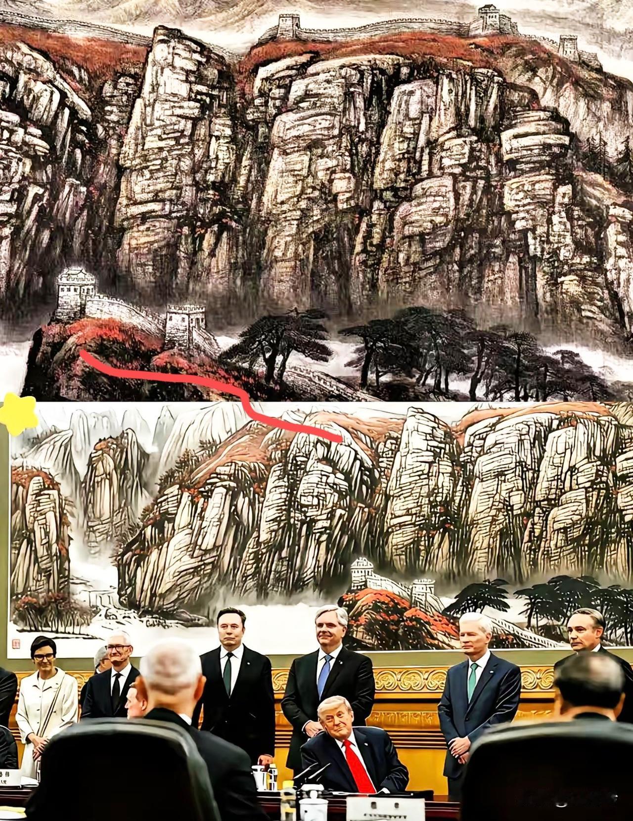 白宫照片藏玄机！这幅国画直接炸翻全网
白宫发的一张官方照，争议点竟全在背景画？