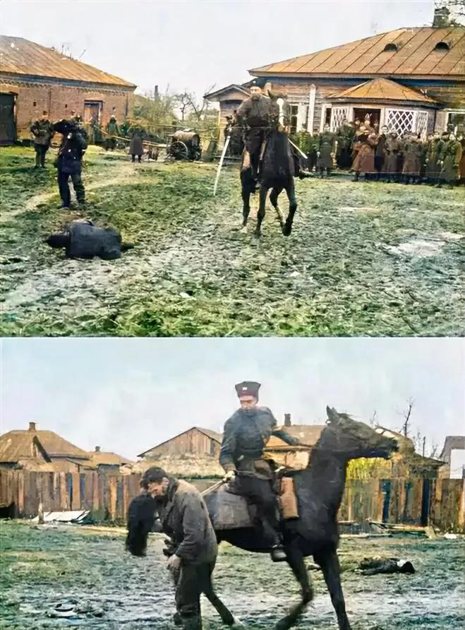 1941年，苏联沦陷区，有的苏军哥萨克骑兵团临阵倒戈，甘愿充当德军的“走狗”。当