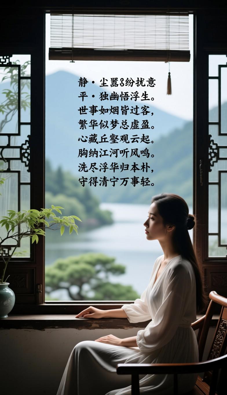 七律•幽窗悟浮生

尘嚣纷扰意难平，独坐幽窗悟浮生。
世事如烟皆过客，繁华似梦总