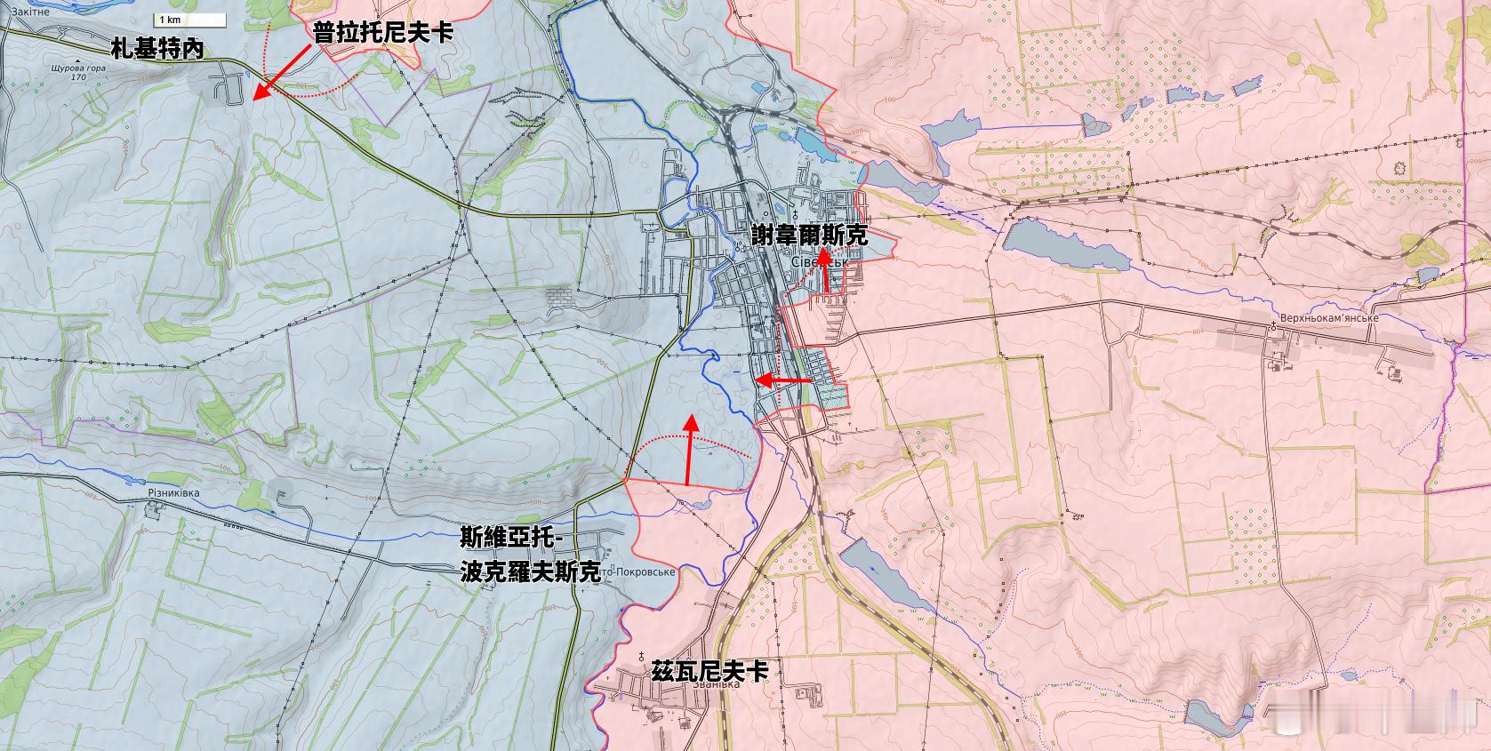 更新謝韋爾斯克城區戰鬥俄軍在謝維爾斯克的控制區域正在不斷擴大，尤其是由向西推進的