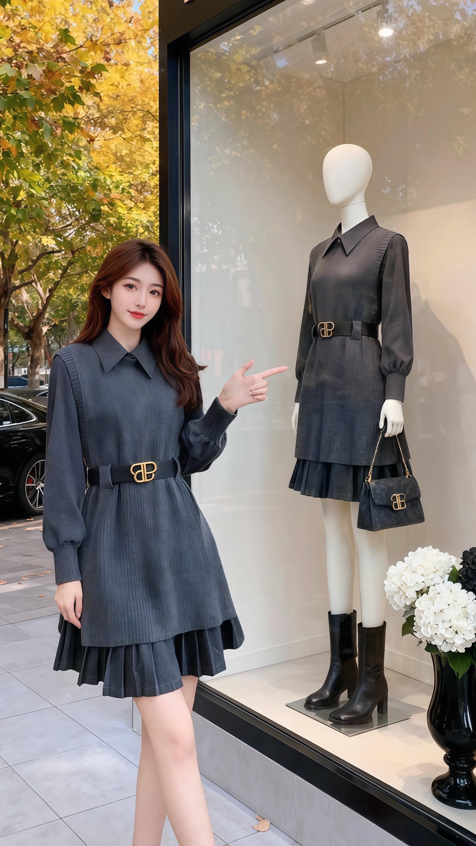 《灰调秋日里的“橱窗心动”》梧桐叶叠满人行道那天，苏念在橱窗前停住脚—...