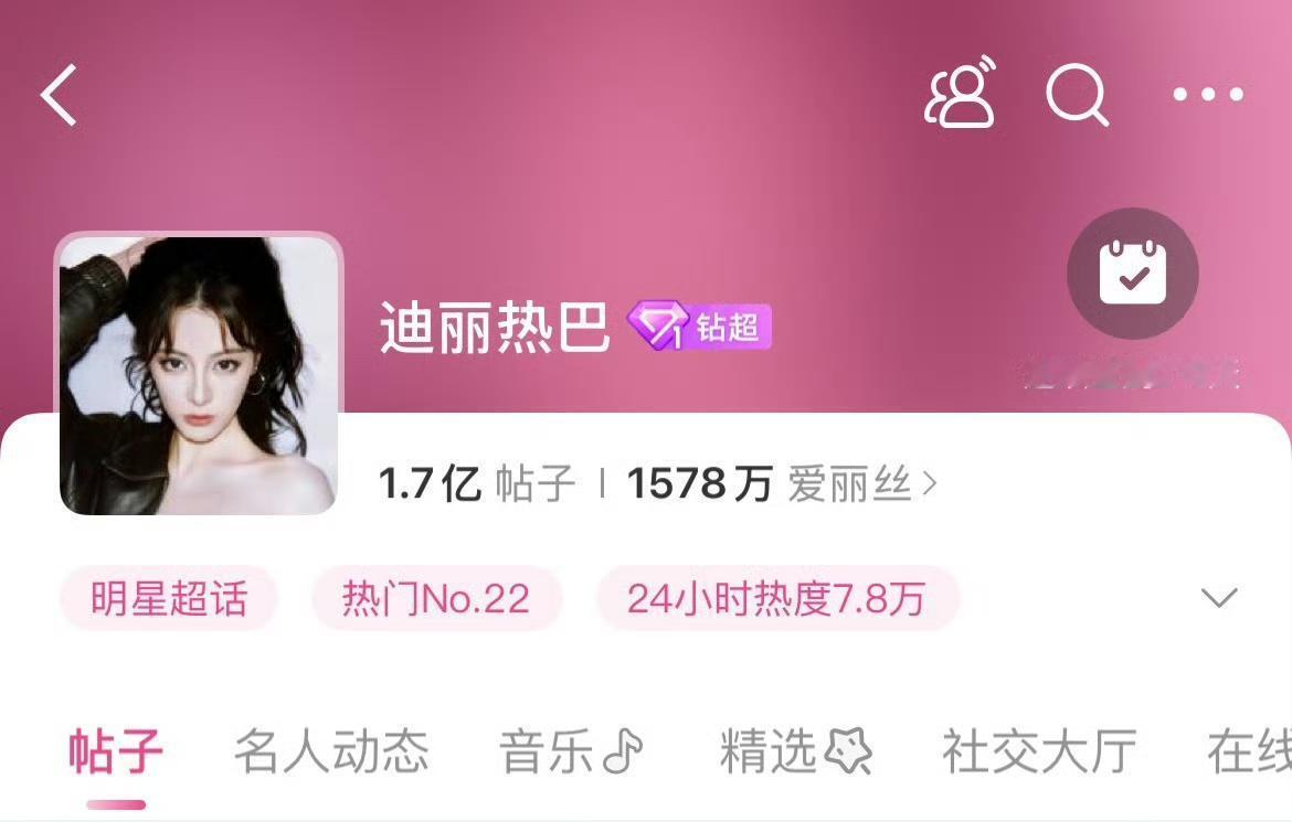 恭喜迪丽热巴超话发帖量达到1.7亿！女顶就是方方面面都顶！[打call][打ca