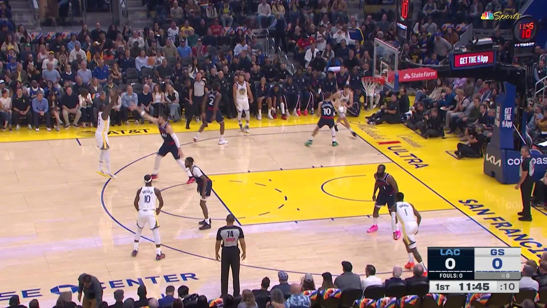 格林开场三分👌勇士5:0快船。快船vs勇士 ​​​