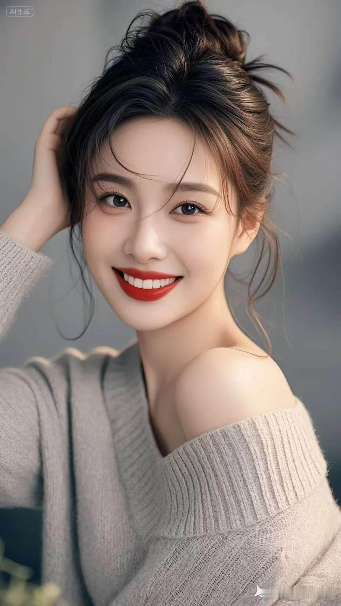 水仙子·嫣然浅笑
青丝婉转韵悠然，
朱唇凝艳笑嫣然。
柔怀恰似春风暖，
清妍生秀