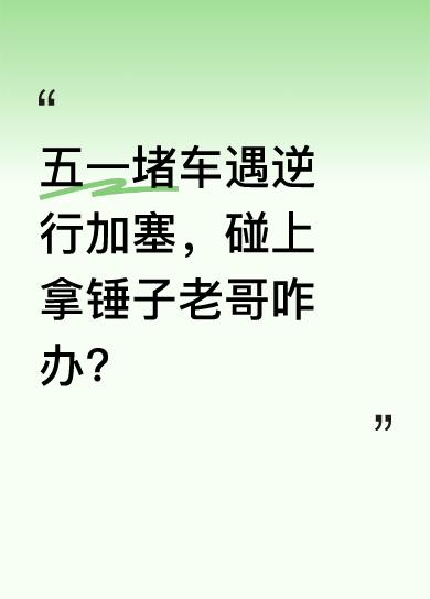 五一假期堵车本就闹心，要是再遇到逆行加塞的，更是火大。这不，有人就碰到了这种情况