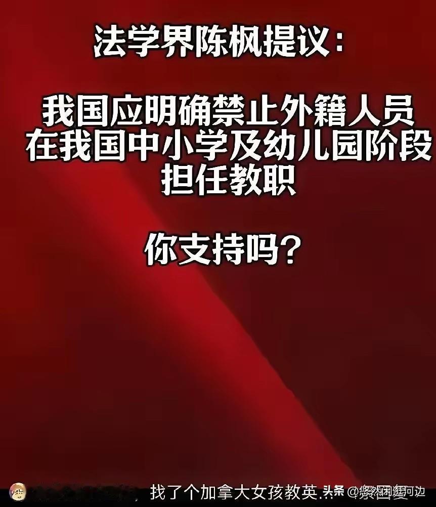 解释不清了！法学界人士陈枫公开提出建议，主张通过立法明确规定，不允许外籍人士在幼