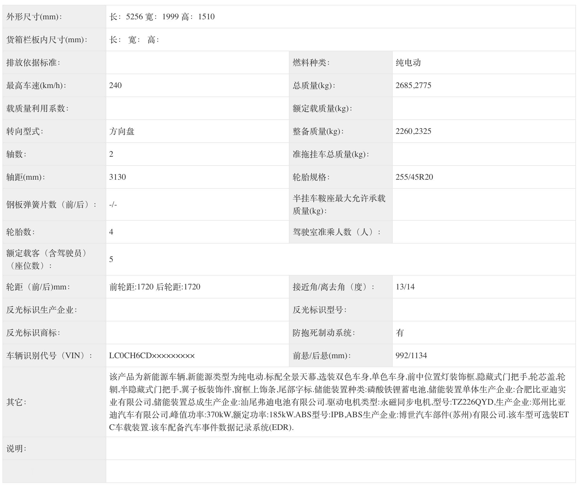 比亚迪大汉尺寸：5256 x 1999 x 1510mm轴距：3130mm可以说