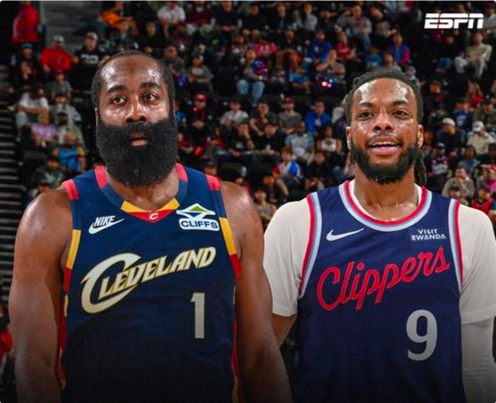 哈登加盟骑士ESPN为哈登&加兰交易评级：骑士B、快船B-根据名记Shams的报