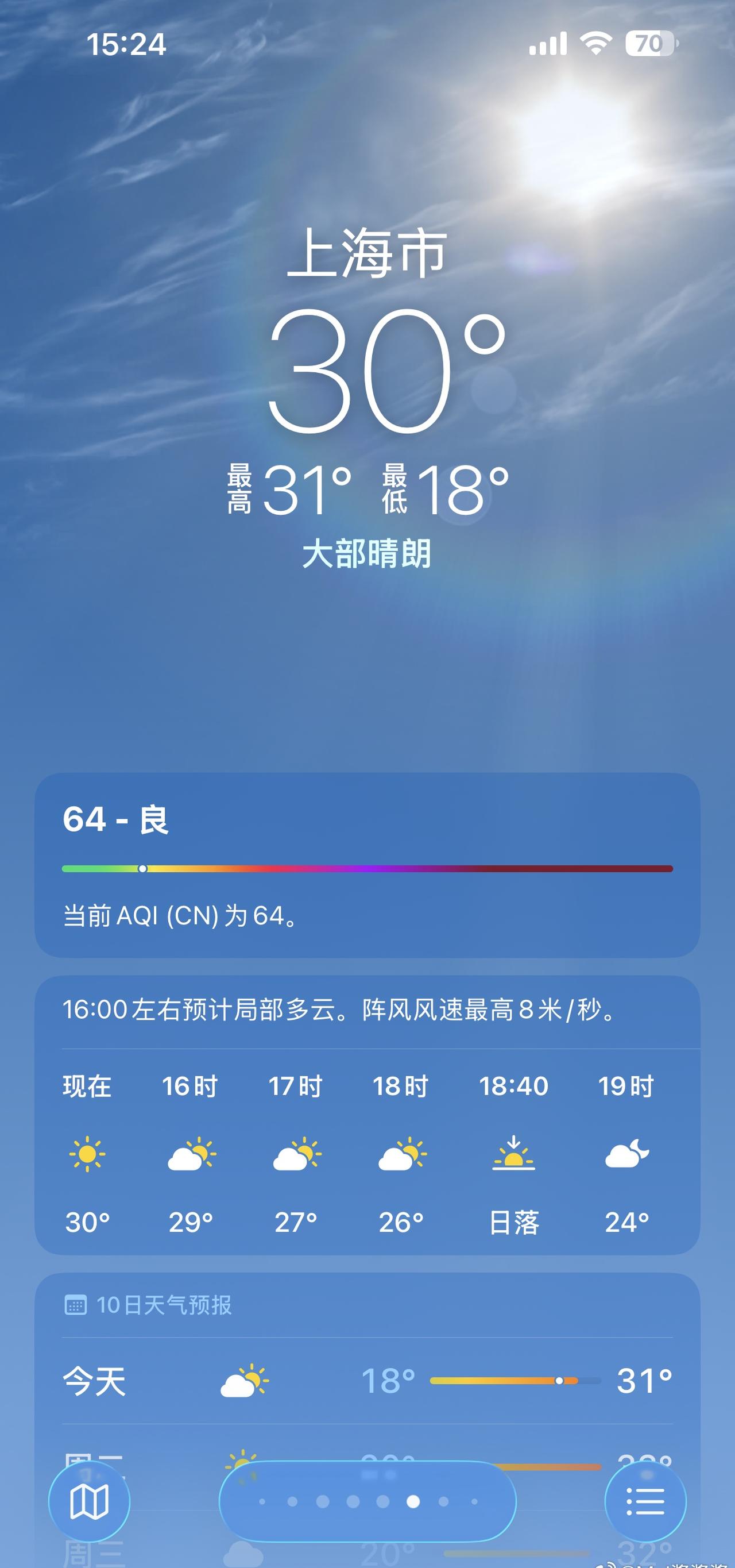 上海温差有点大，but，现在30度°捏~~~ ​​​