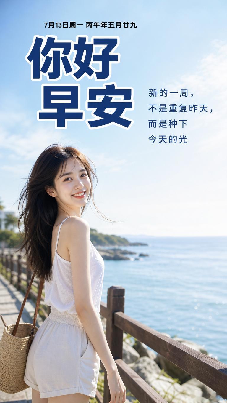 7月13日周一 丙午年五月廿九你好早安新的一周，不是重复昨天，而是种下今天的光早