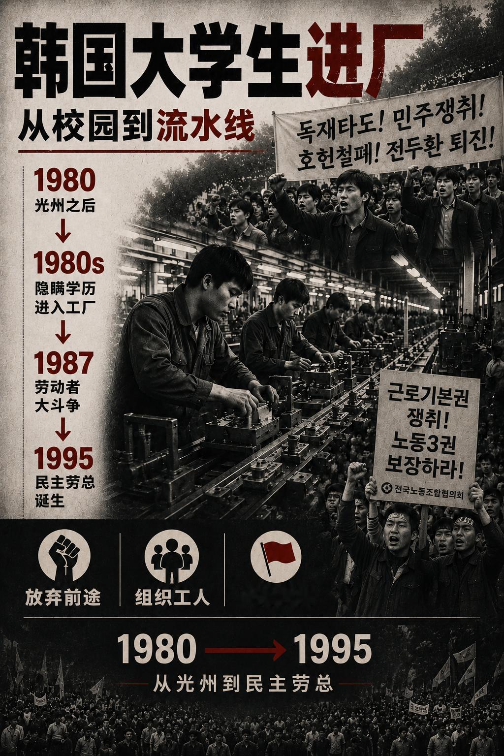 韩国大学生进厂运动到成立全国民主劳动组合总联盟，Claude讲述这一历史进程:韩
