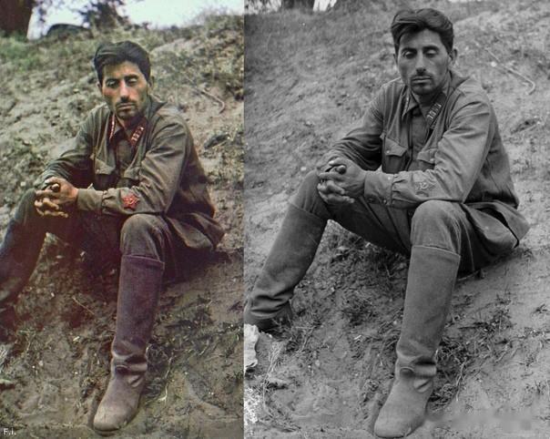 这张照片拍摄于1941年8月2日摩尔曼斯克的铁托夫卡。照片中的人是红军第148师