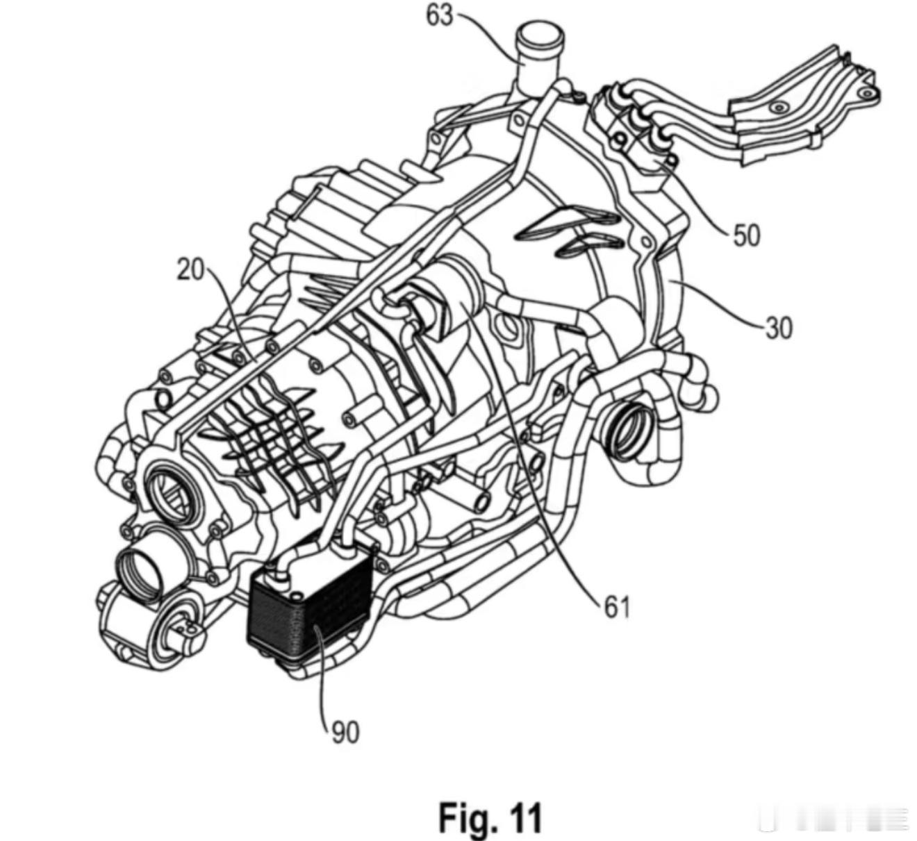 保时捷也做了YASA轴向磁通电机的应用专利储备，这个纵向P1或P2的位置空间看起