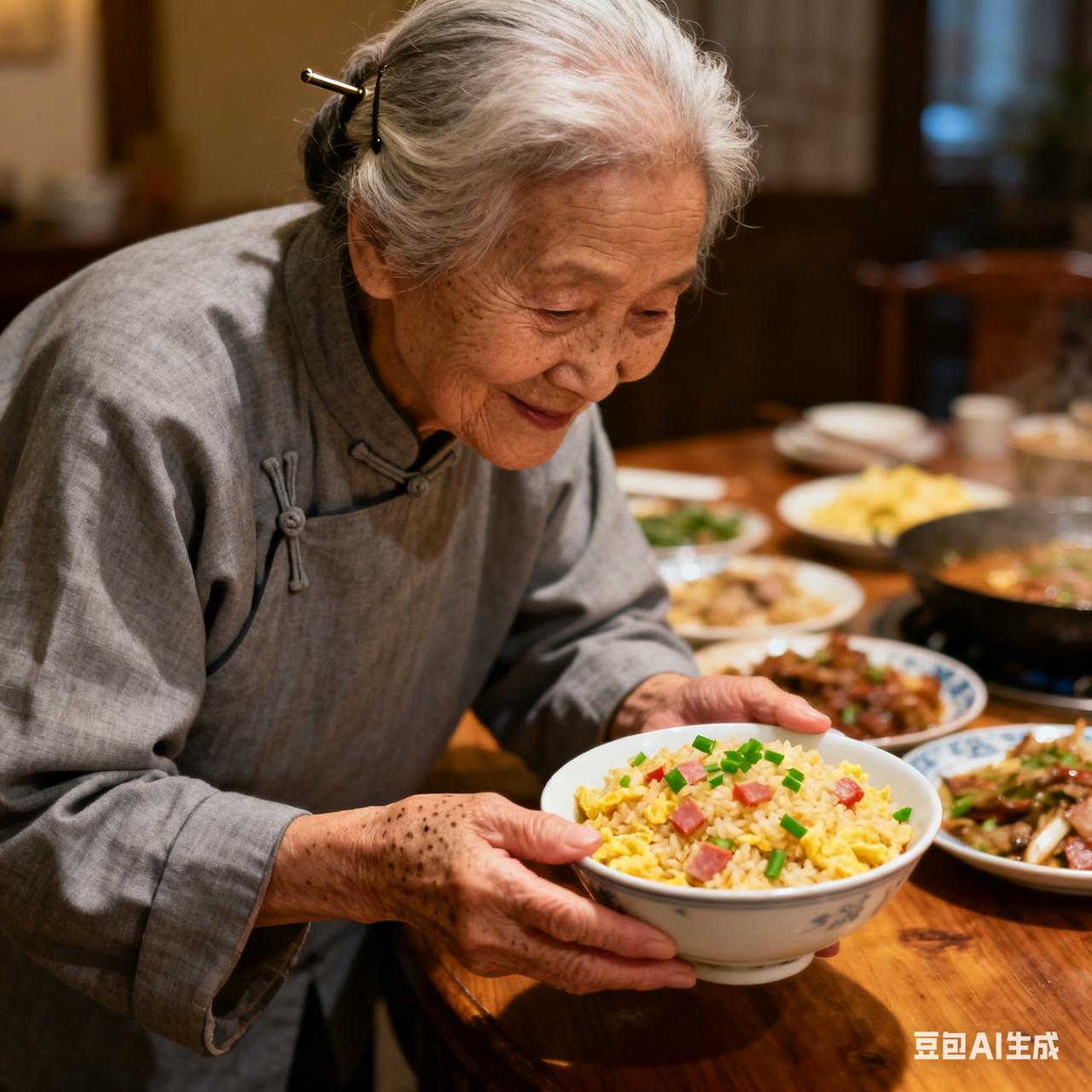 中午一下班我就要回家赶，今天只有我跟我婆婆两个人吃饭。

只要是我们两个人吃饭就