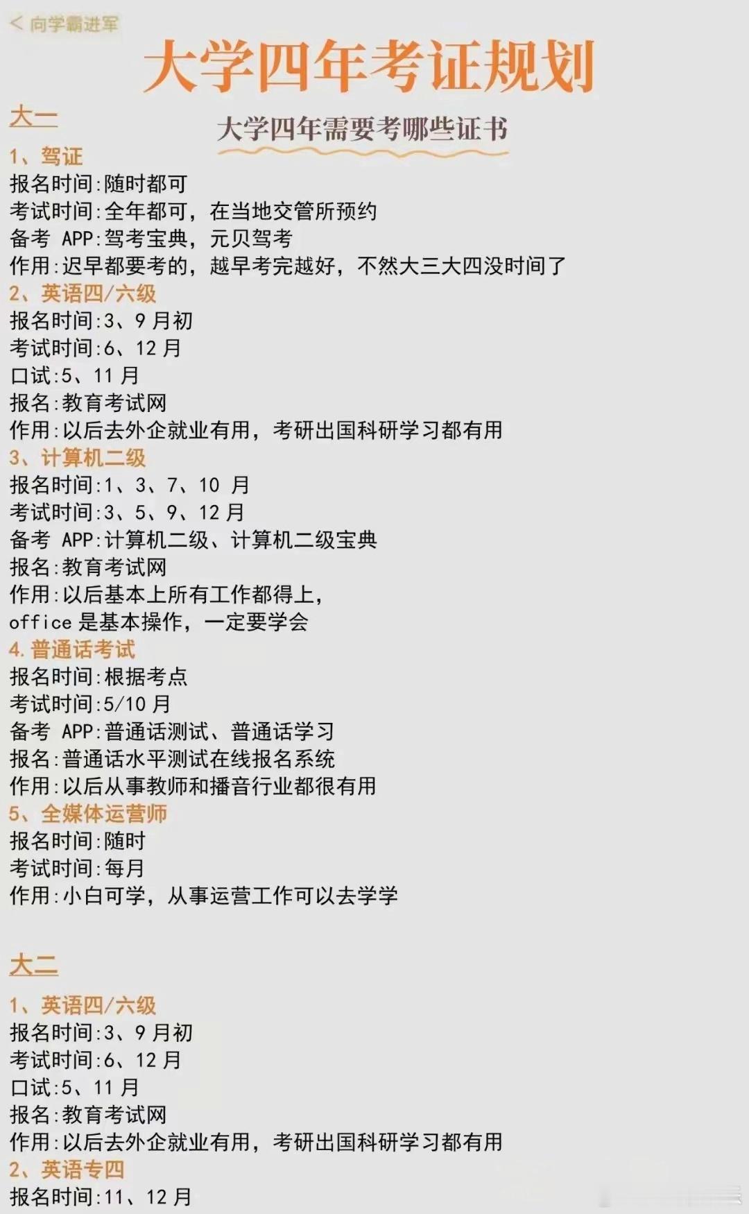2025大学生最值得考证汇总！主要汇总2025年大学生最值得考的证书、报名及考试