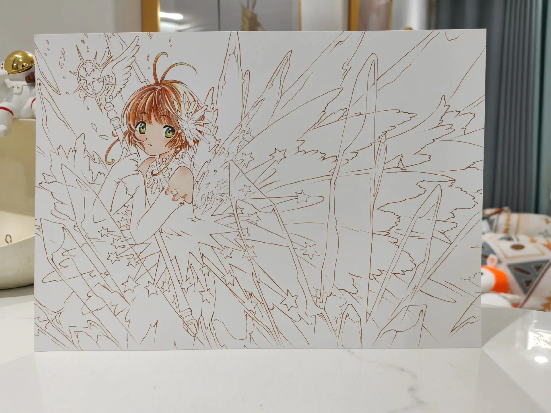 魔卡少女樱 手绘过程图。当AI画看多了，对这种怀旧画风，也有种别样的喜欢。