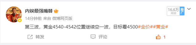 布局的黄金4540空单正确，斩获160点出局此单收益先挽回今日黄金损失的收益，绝