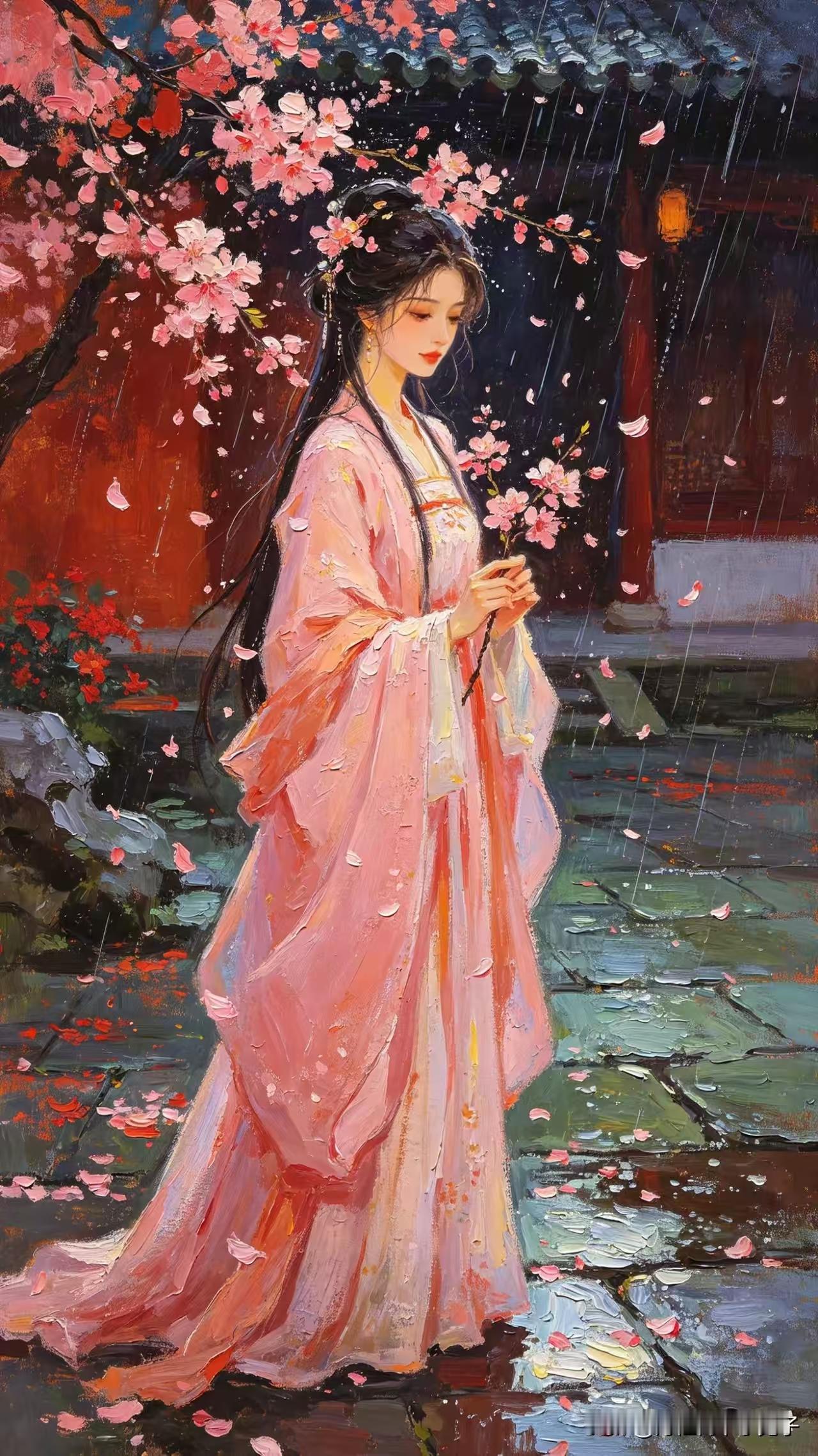 捣练子·落花知
花几度，影参差，
缕缕相思系嫩枝。
夜雨摧残红粉尽，
泪沾芳榭客