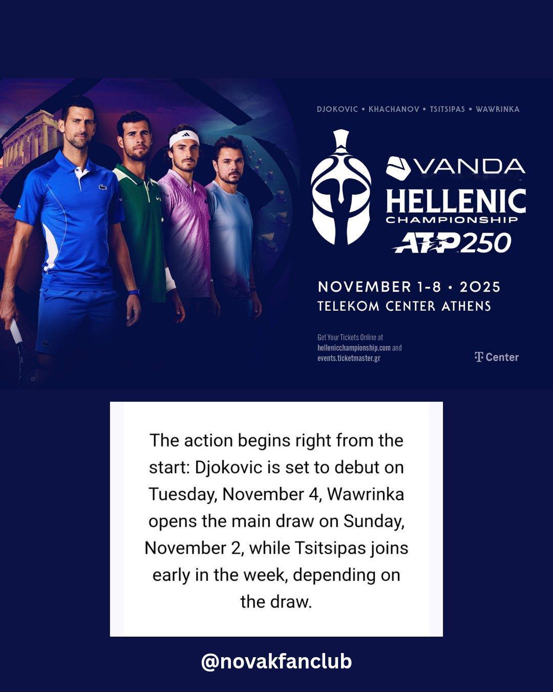 ATP250雅典阵容不俗，德约的三弟（Djordje Djokovic）担任赛事