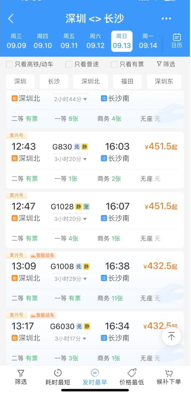 深圳去长沙 抢钱呢[吐][吐][吐]
怎么越来越贵了！
＃高铁出行 ＃深圳北站 