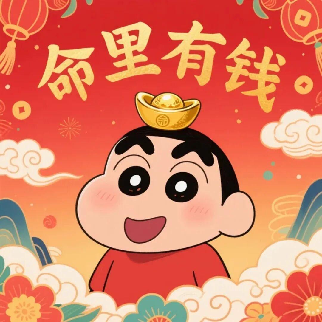敲可耐小新头像｜好运拉满，财气爆棚，命里有钱