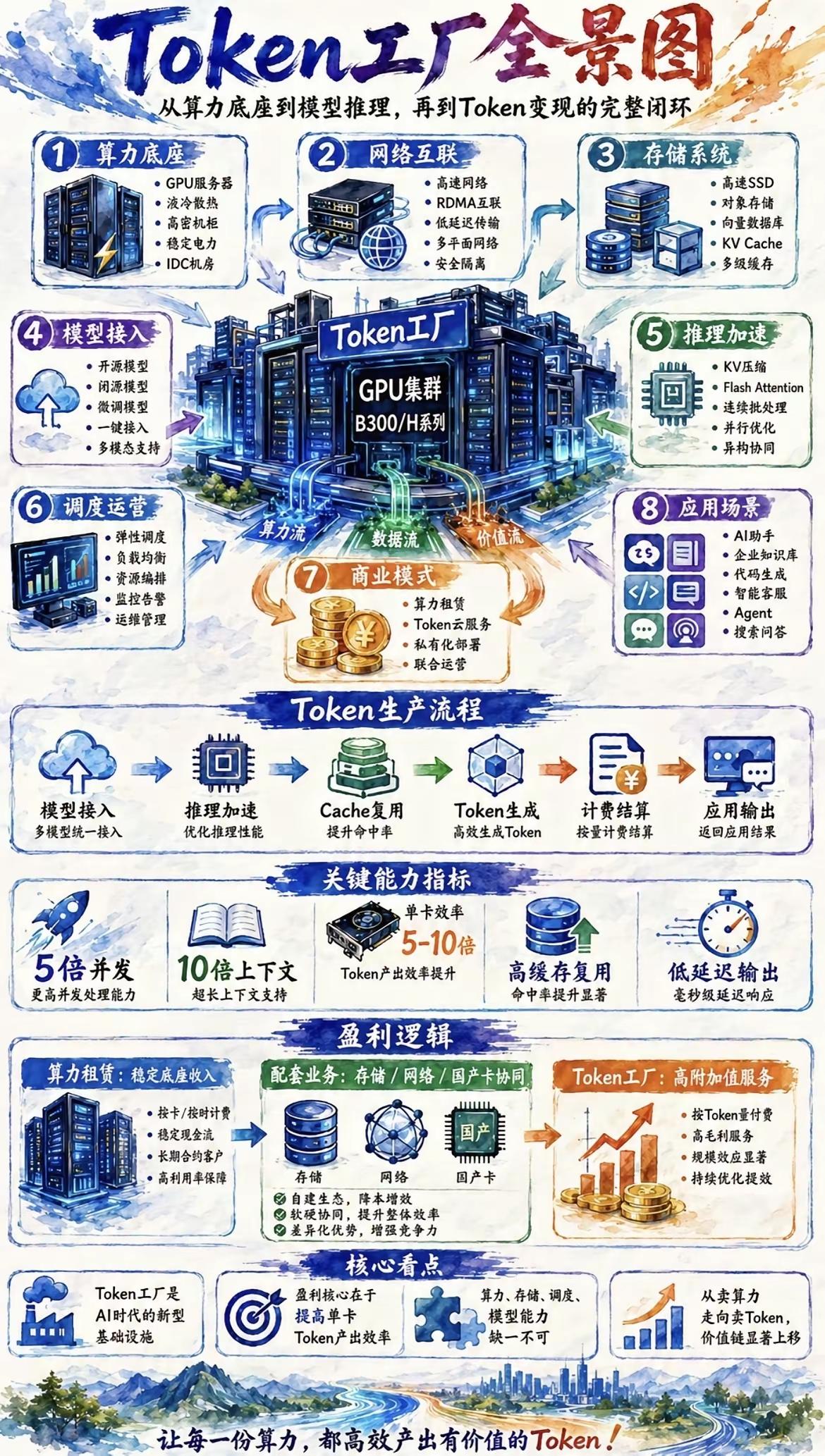 Token工厂全景图完整解读：AI算力到Token变现全闭环体系
 
一、八大核