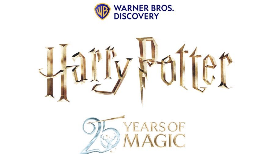 华纳兄弟探索频道发布哈利·波特25周年纪念Logo“25年的魔法”。图案中有哈利