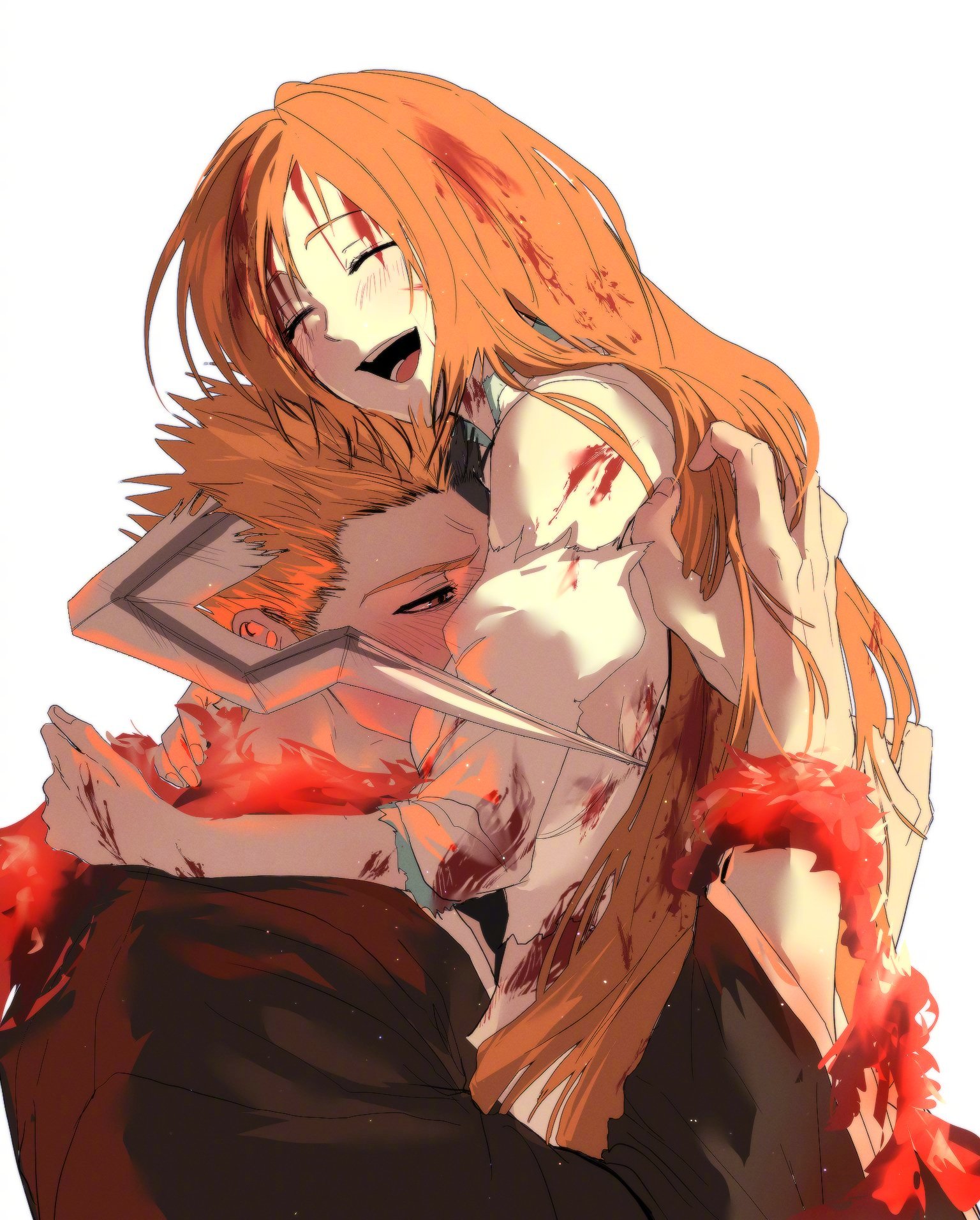 死神bleach 黑崎一护&井上织姬（绘：김닉닉）“再见了，黑崎君。” 