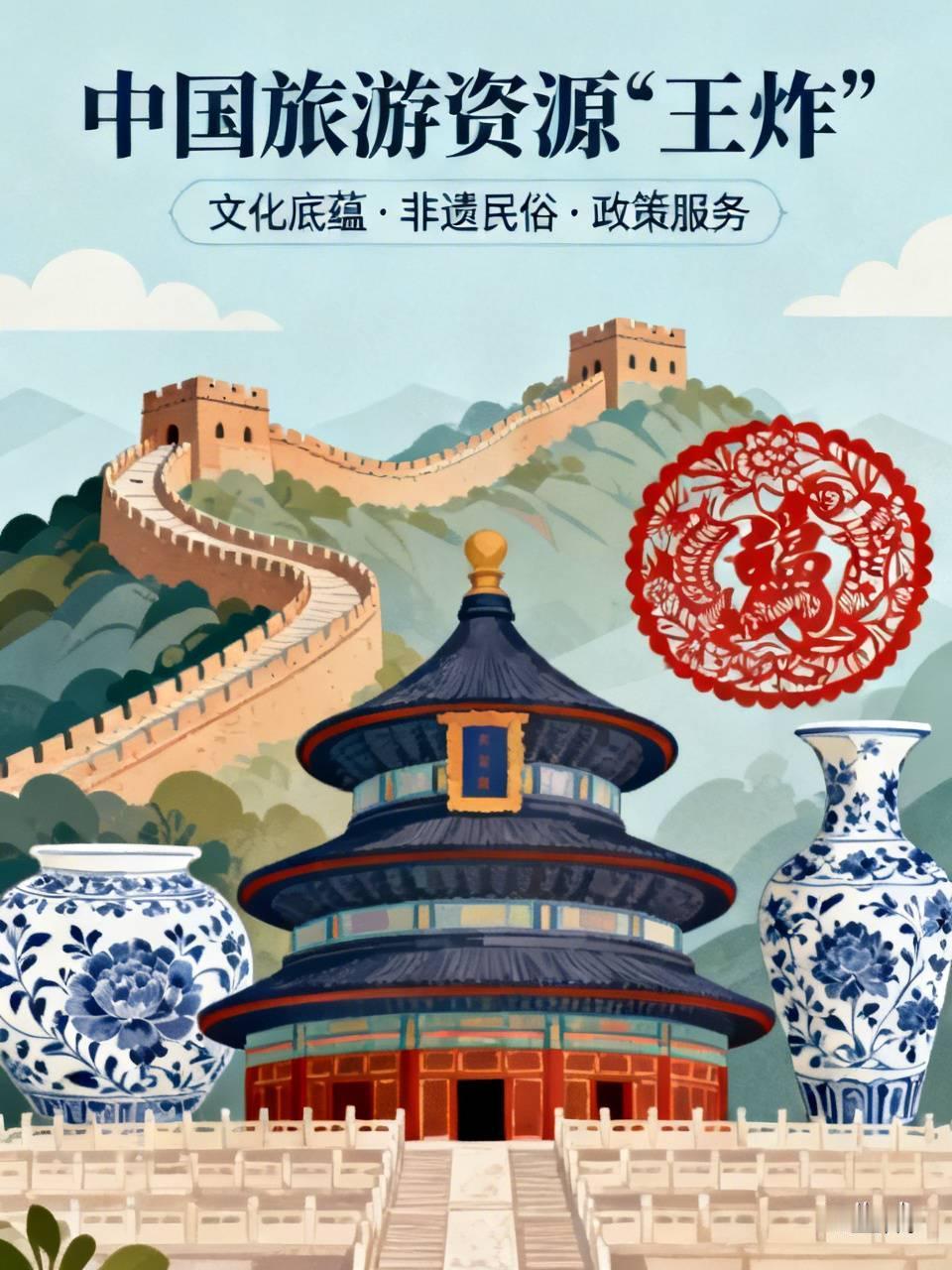 中国旅游资源简直是“王炸”。深厚文化底蕴是一绝，非遗民俗与文旅深度融合，像在景德