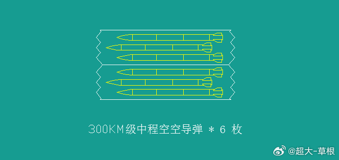 300km级中程空空导弹+600km级远程空空导弹 ​​​