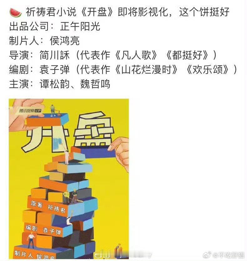 谭松韵、魏哲鸣要合作了？还是正午的《开盘》不过编剧袁子弹水平极其不稳定，可以写出