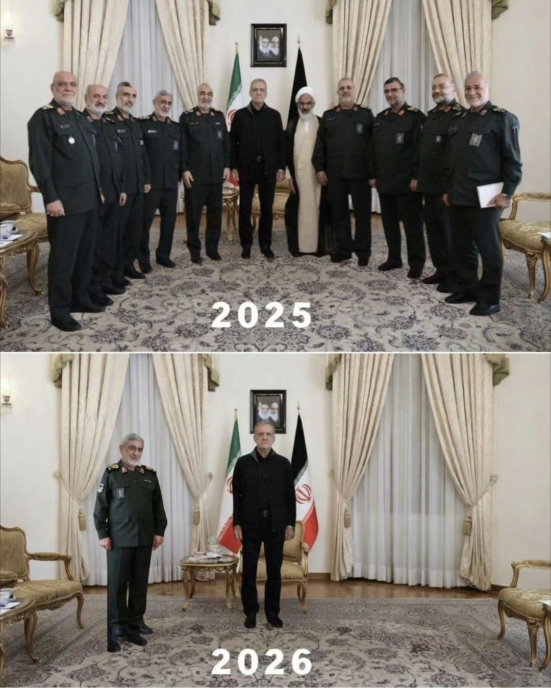 短短一年不到，就只剩下卡尼总统了，因为太寂寞导致要辞职。
美伊以冲突伊朗 ​​​