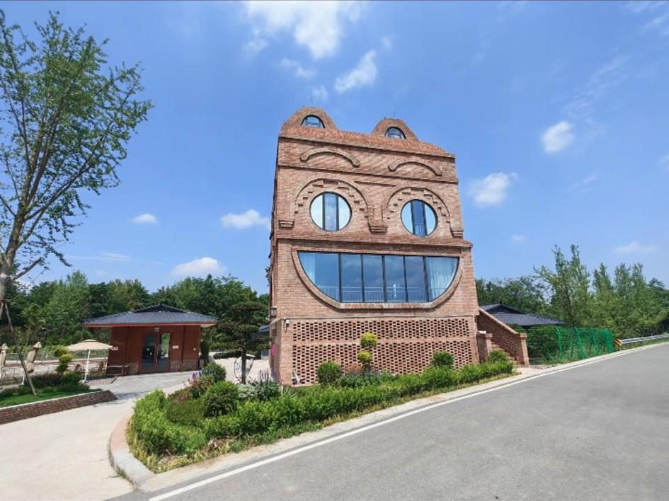 俺们村里一户人家的自建房，那造型怪异得很。别家房子都是方方正正、中规中矩的，他家