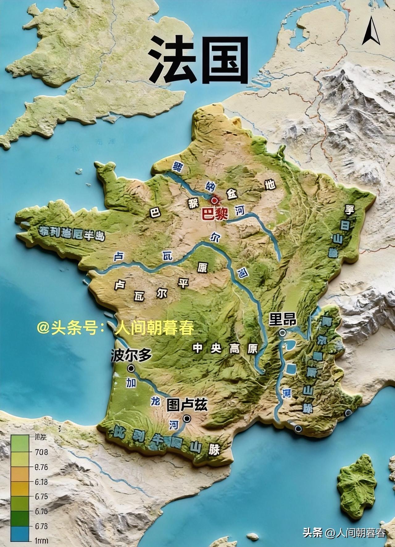 法国的地理条件放在整个欧洲地区来说，绝对是天花板的存在。地理上，法国位于欧洲大陆