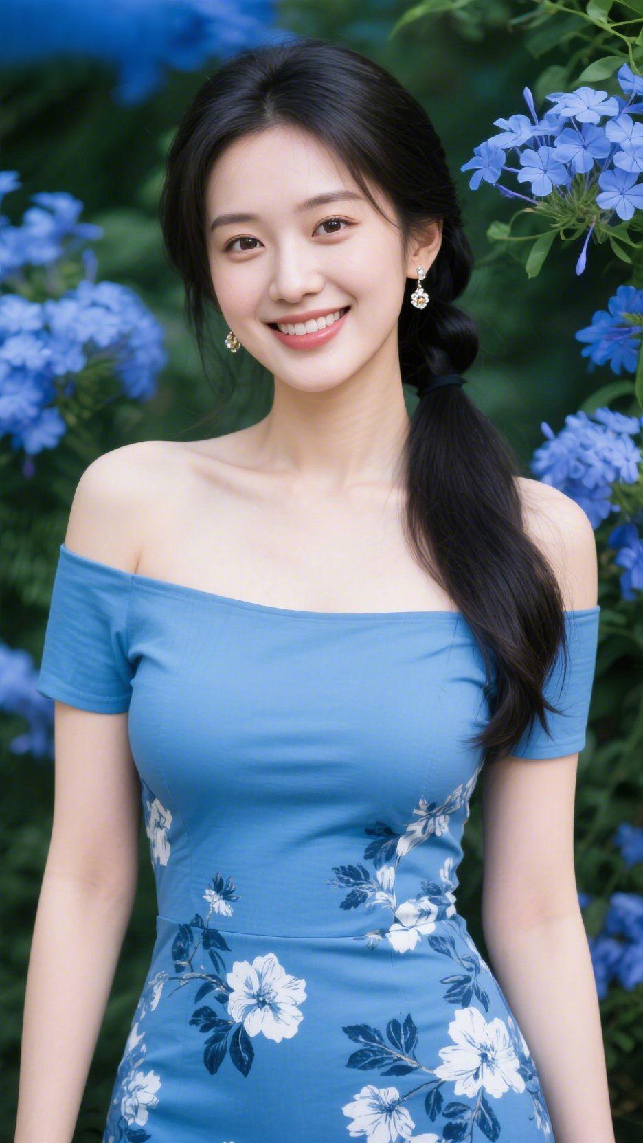 满院蓝雪醉浅夏
 
浓绿枝桠间，蓝雪花团团盛放，清透淡蓝晕开诗意。风掠过花梢，携