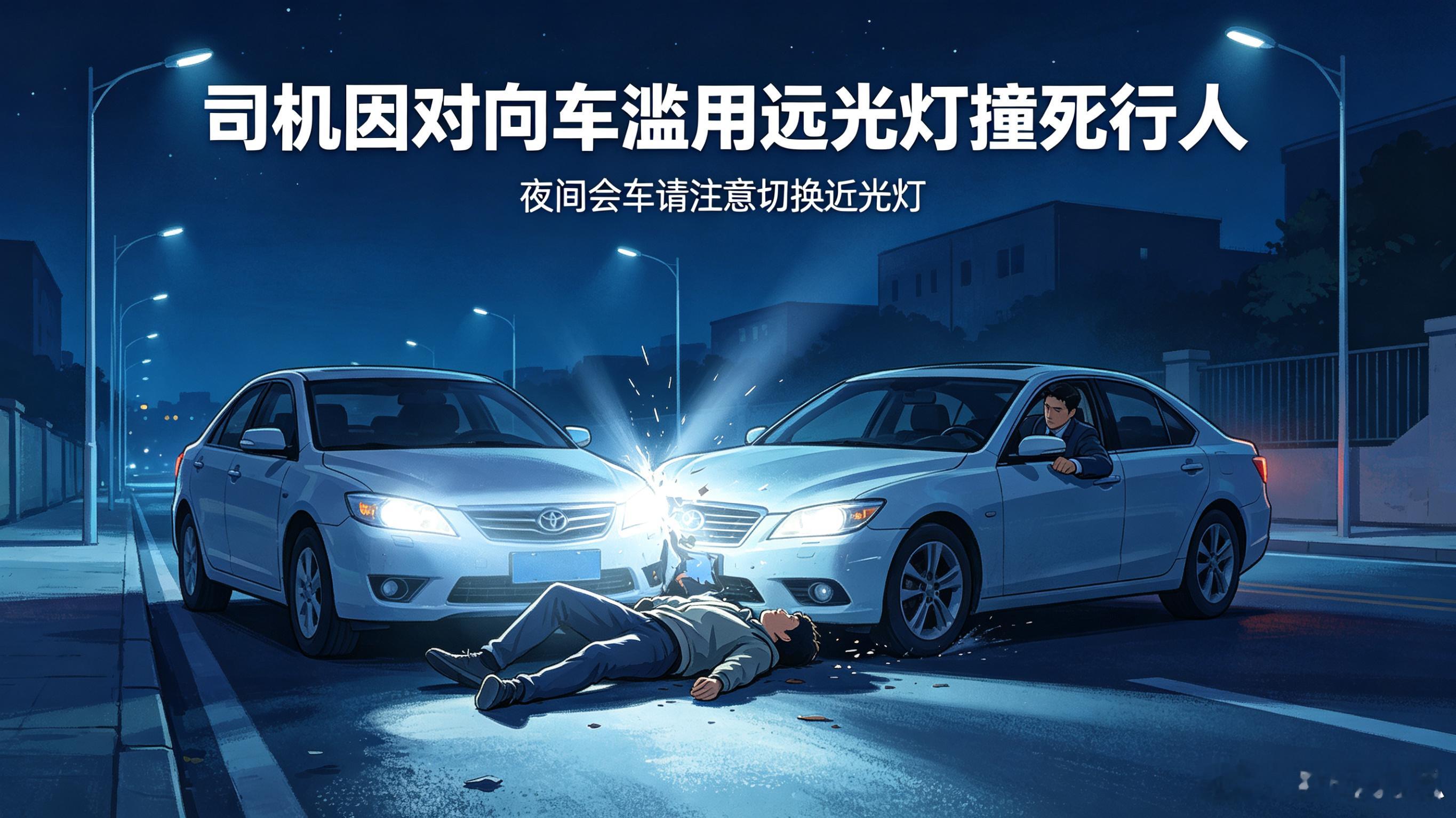 司机因对向车滥用远光灯撞死行人一束远光灯，一条人命，两个家庭毁了！宁夏这起事故，